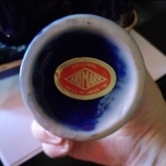 Vintage: Vintage Sake/Tea Set Cobalt Blue & Gold Guild - Picture 3 of 4